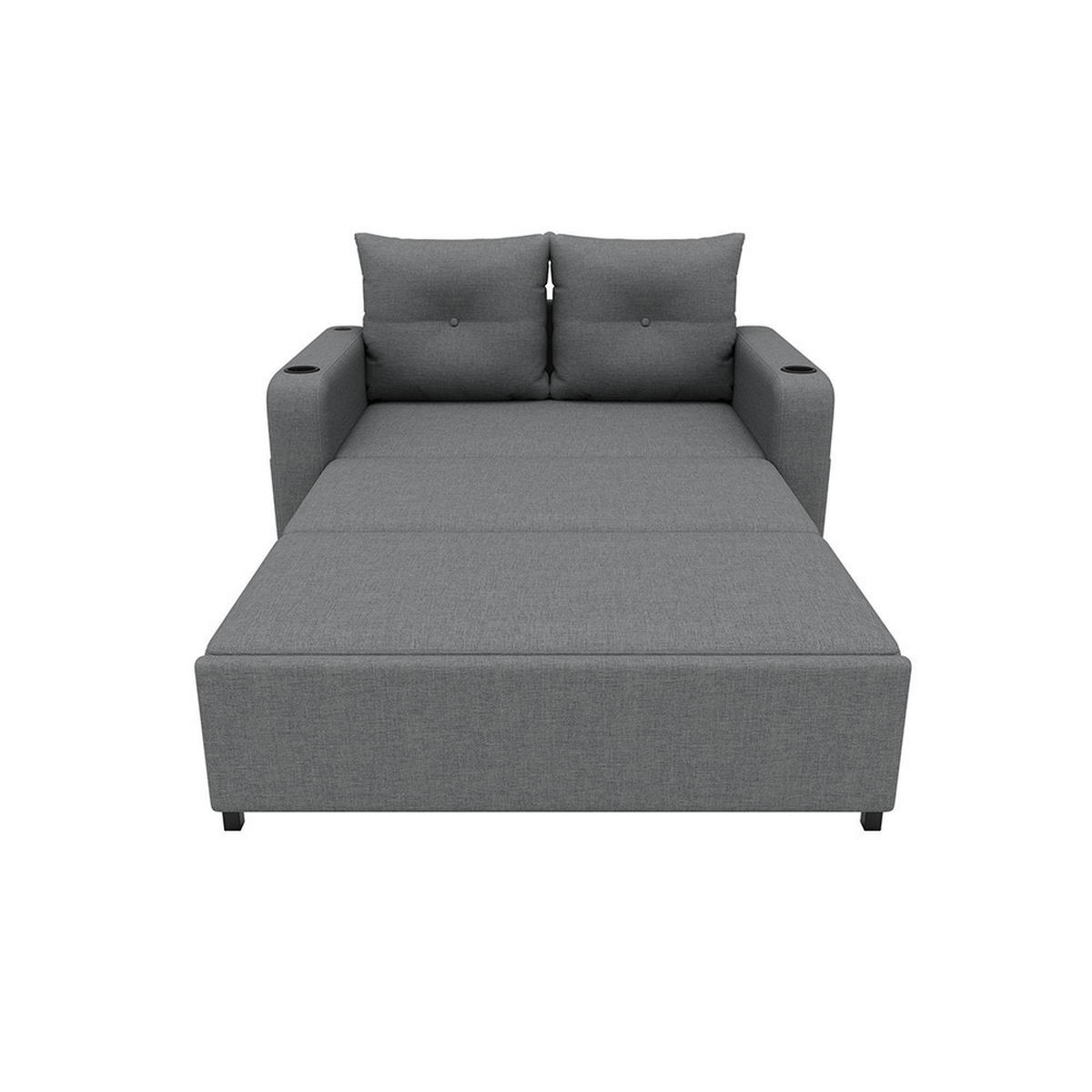KLAPP-DOPPELSOFA mit Schlaf-Funktion in Grau - Grau, Textil (81/94/131cm) - KOMHTOM