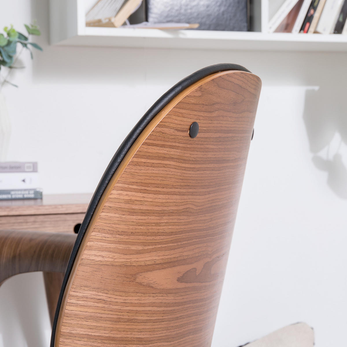 BÜRODREHSTUHL - Kunstleder - Walnussfarben/Schwarz, Holzwerkstoff (68/91/61cm) - home24