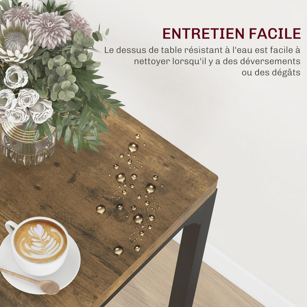 ESSGRUPPE mit Tisch und 2 stapelbaren Stühlen, für Küche, Wohnzimmer, Zuhause, im Landhausstil - Naturfarben, Kunststoff (60/76/60cm)