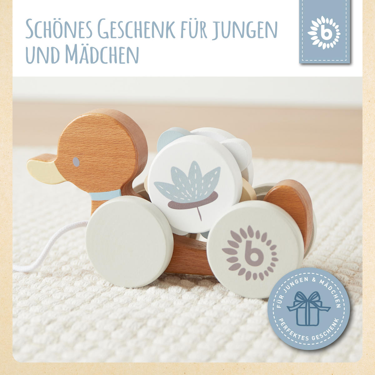 NACHZIEHENTE Holz - ab Geburt - Weiß, Holz (6/16.1cm) - Bieco Spielwaren