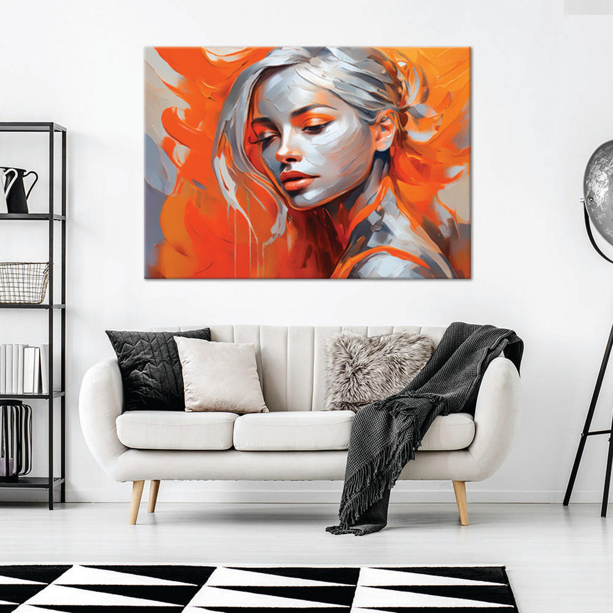 WANDBILD weiblicher glamour orange - Orange, Textil (60/40cm) - Feeby