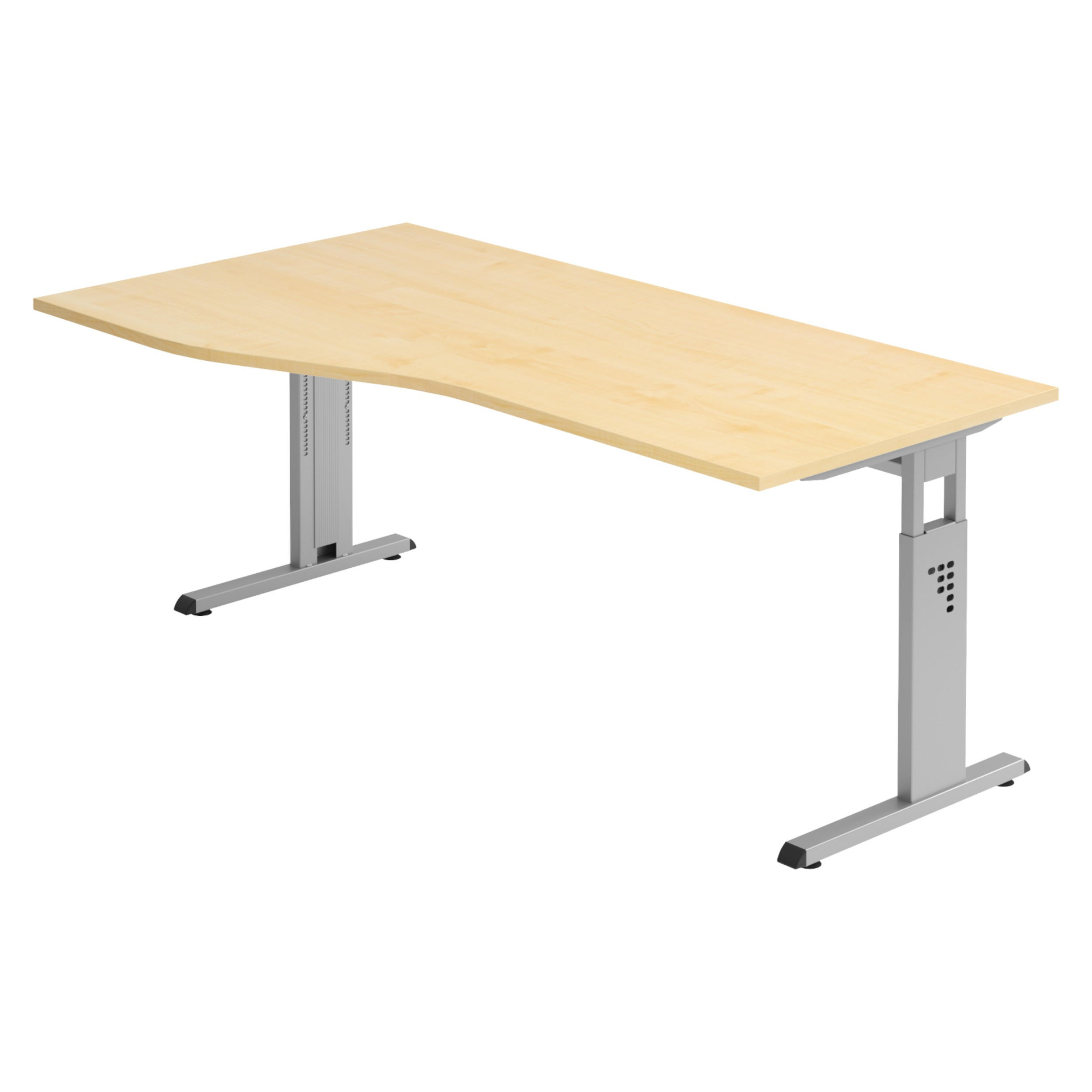 SCHREIBTISCH Serie-O 100/180/74 cm in Ahornfarben/Silberfarben - Silberfarben/Ahornfarben, Holzwerkstoff (100/180/74cm) - bümö