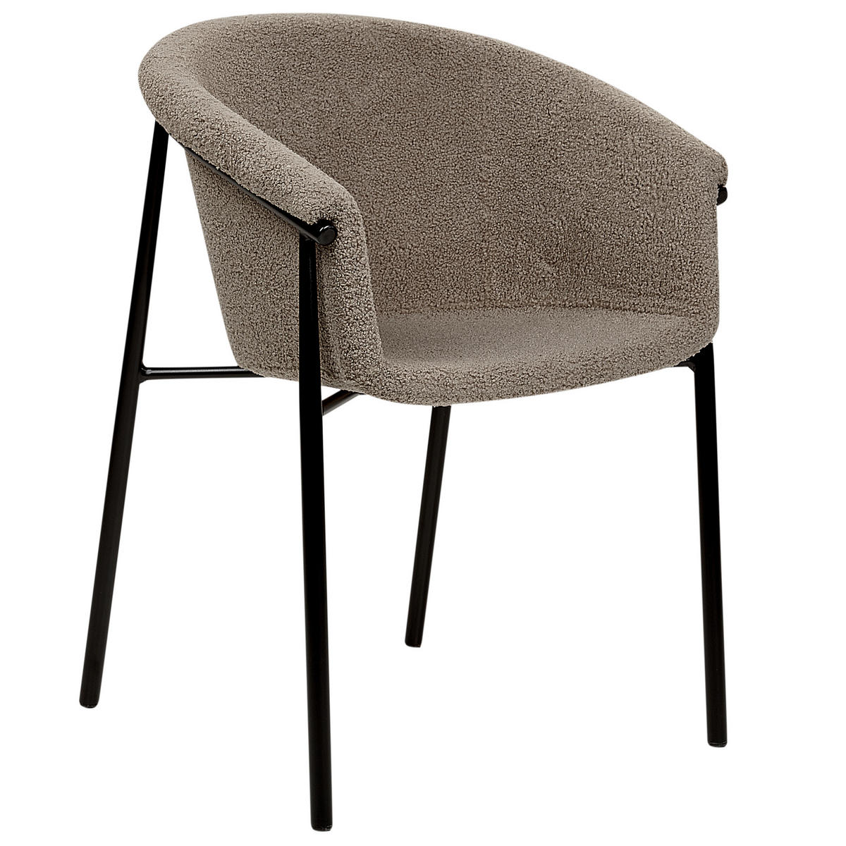 MATSTOL set om 2 bouclé taupe/svart Ames - Taupe/Svart, Textil (59/80/56cm) - Beliani