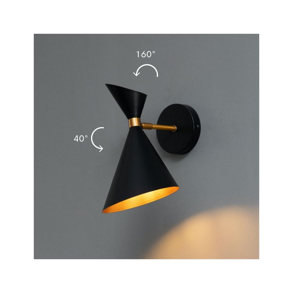 WANDLEUCHTE Valdivia, Schwarz und gold, 30cm - Goldfarben, Metall (18/30/30cm) - KOSILUM