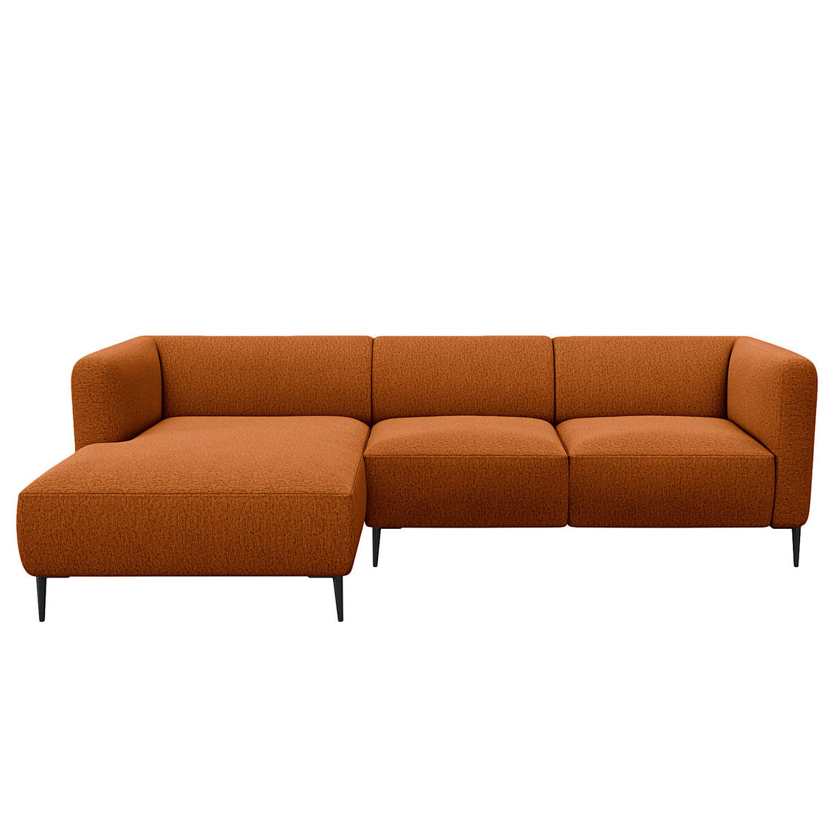 2,5-SITZER ECKSOFA mit Longchair - Rostfarben/Schwarz, Textil/Metall (271/148cm) - home24