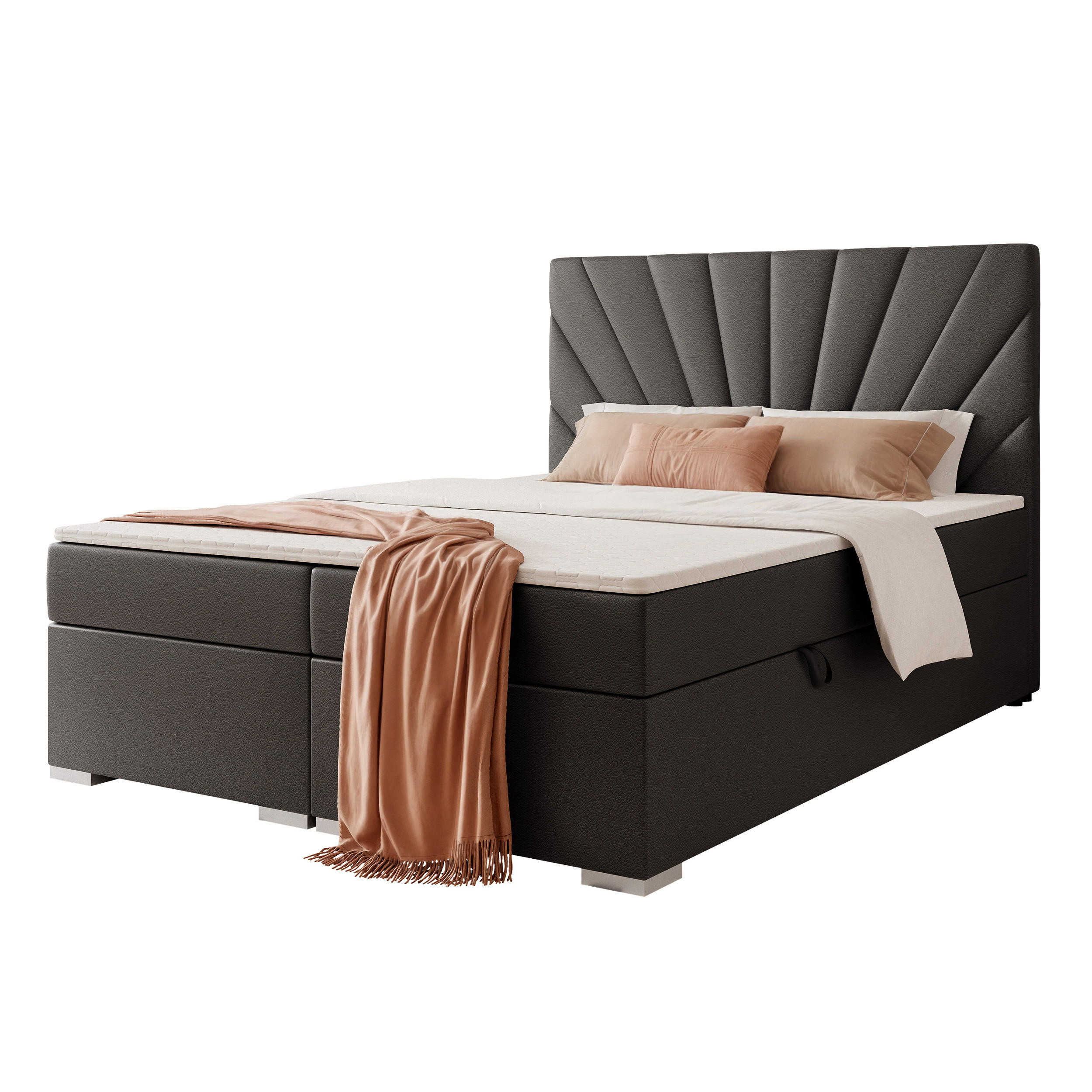 BOXBETT 160x200 cm mit Topper - Schwarz, Holzwerkstoff/Textil (140/200cm) - Idohome