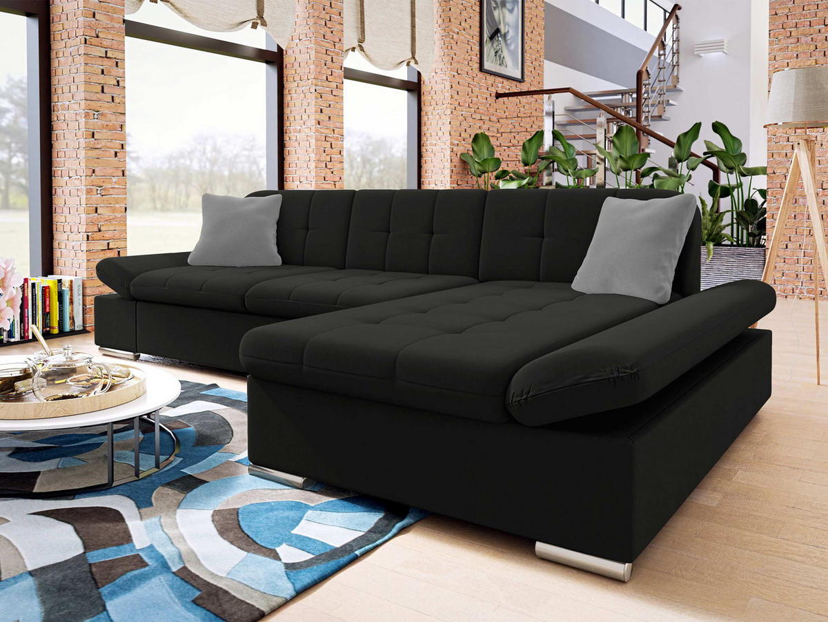 ECKSOFA Malwi, Seite: Rechts - Schwarz, Holz/Textil (278/161cm) - MIRJAN24