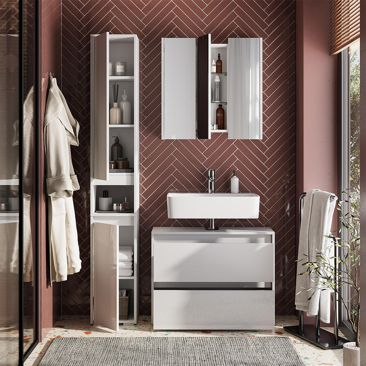 KOUPELNOVÝ NÁBYTEK Majest Bílá/bílý vysoký lesk - bílá/vysoce lesklá bílá, kompozitní dřevo (80.1/62/30.1cm) - Vicco