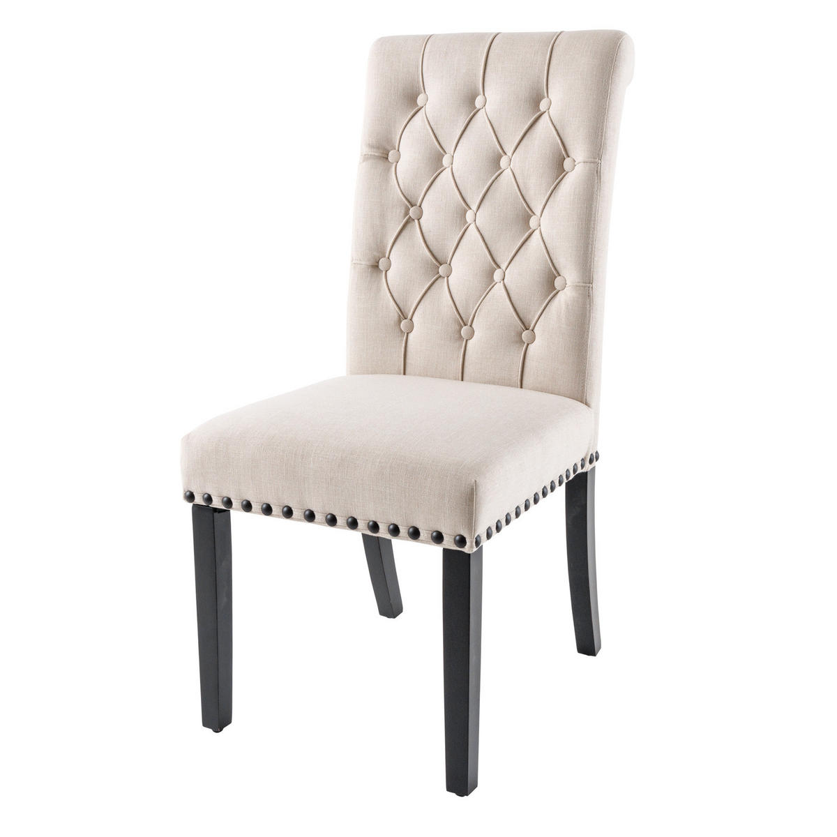 STUHL CASTEL Strukturstoff Beige 105 cm - Beige/Schwarz, Holz/Textil (46/104/62cm) - riess-ambiente