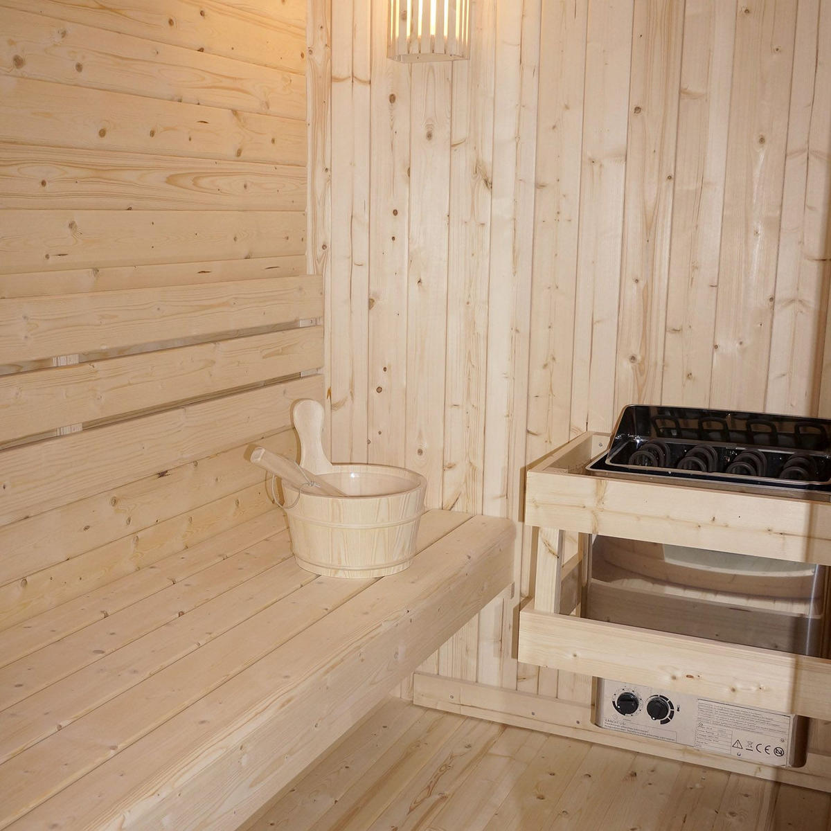 FASSSAUNA Nolvik XXL inkl. Zubehör-Set - Naturfarben, Holz (186/194/220cm) - Artsauna