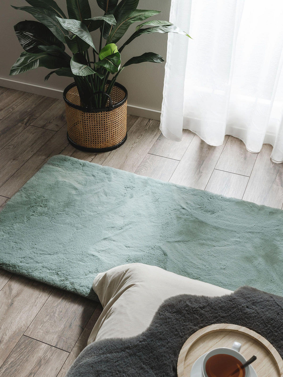 KUNSTFELL-TEPPICH Dave Mint 80x240 cm - Mintgrün, Textil (80/240cm) - benuta Nest