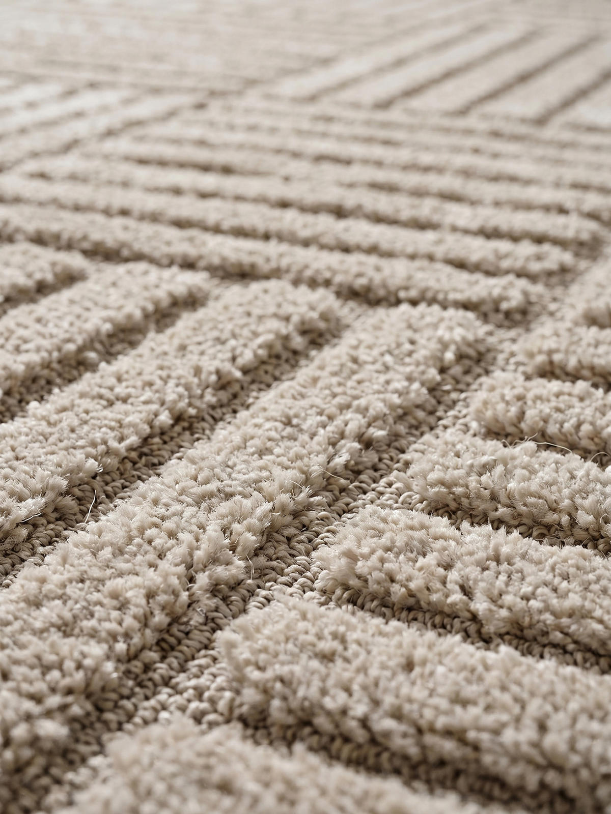 TEPPICH Hochflor RIGI in Beige, mit Cord-Streifen-Patchwork, 80 x 250 cm - Beige, Textil (80/250cm) - KADIMA DESIGN