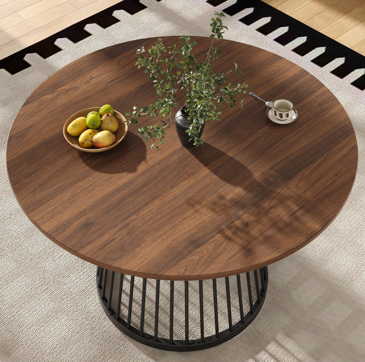 ESSTISCH 80/80/76 cm in Walnussfarben/Schwarz mit Metallgestell - Braun, Holzwerkstoff (80/80/76cm) - Flora Grace