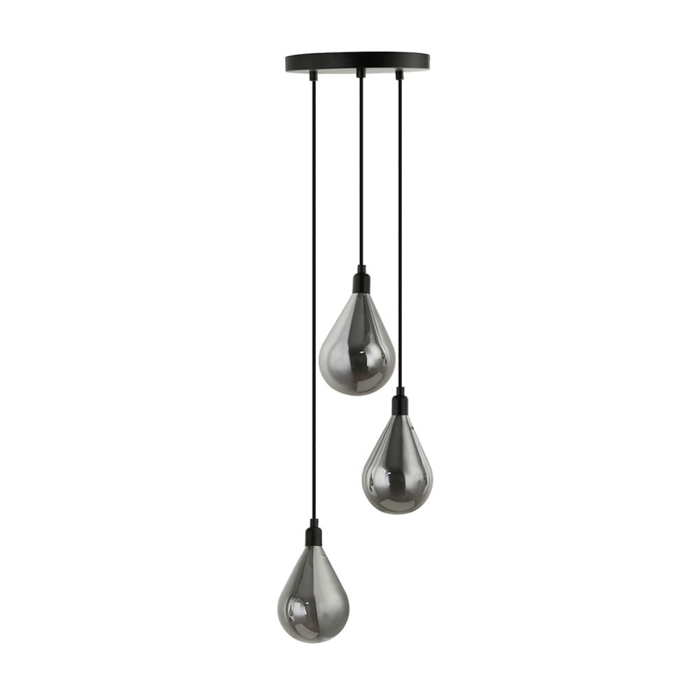 HÄNGELEUCHTE CELIA - Rauchgrau, 3-flammig - Grau, Glas (25/25/120cm) - Home Deluxe