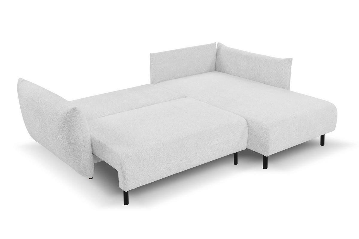 ECKSOFA ADEL mit Schlaffunktion und Bettkasten, L-förm, Metallbeine, verstellbar lose Rückenkissen, freistehend, RECHTS, 257x171x90 cm, Silver - Silberfarben, Holz/Textil (257/171cm) - DomoHome