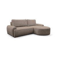ECKSOFA Dream Cord in L-Form mit Schlaffunktion und Bettkasten, Farbe: Braun, Cordstoff, Ottomane Rechts - Braun, Textil (260/136cm) - VENASI MÖBEL