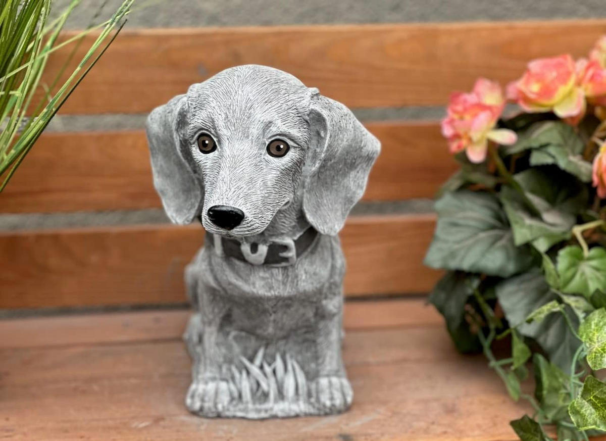 STEINFIGUR Dackel Waldemar frostfest Steinguss - Grau, Stein (12/25/30cm) - stoneandstyle