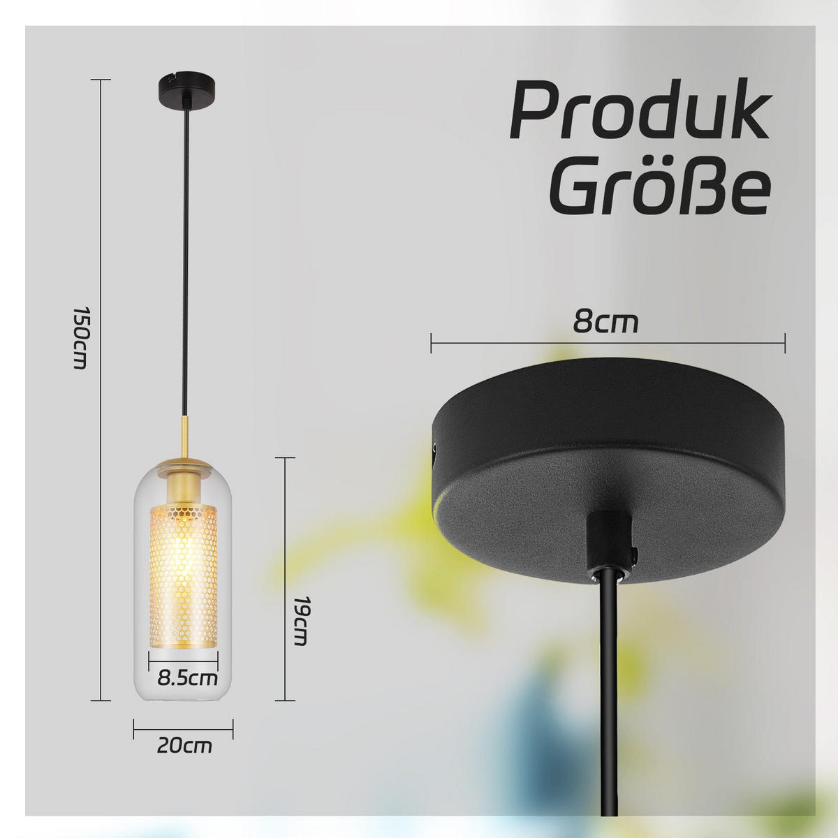 PENDELLEUCHTE Luna 13/13/160 cm - Transparent, Metall (13/13/160cm) - ZMH