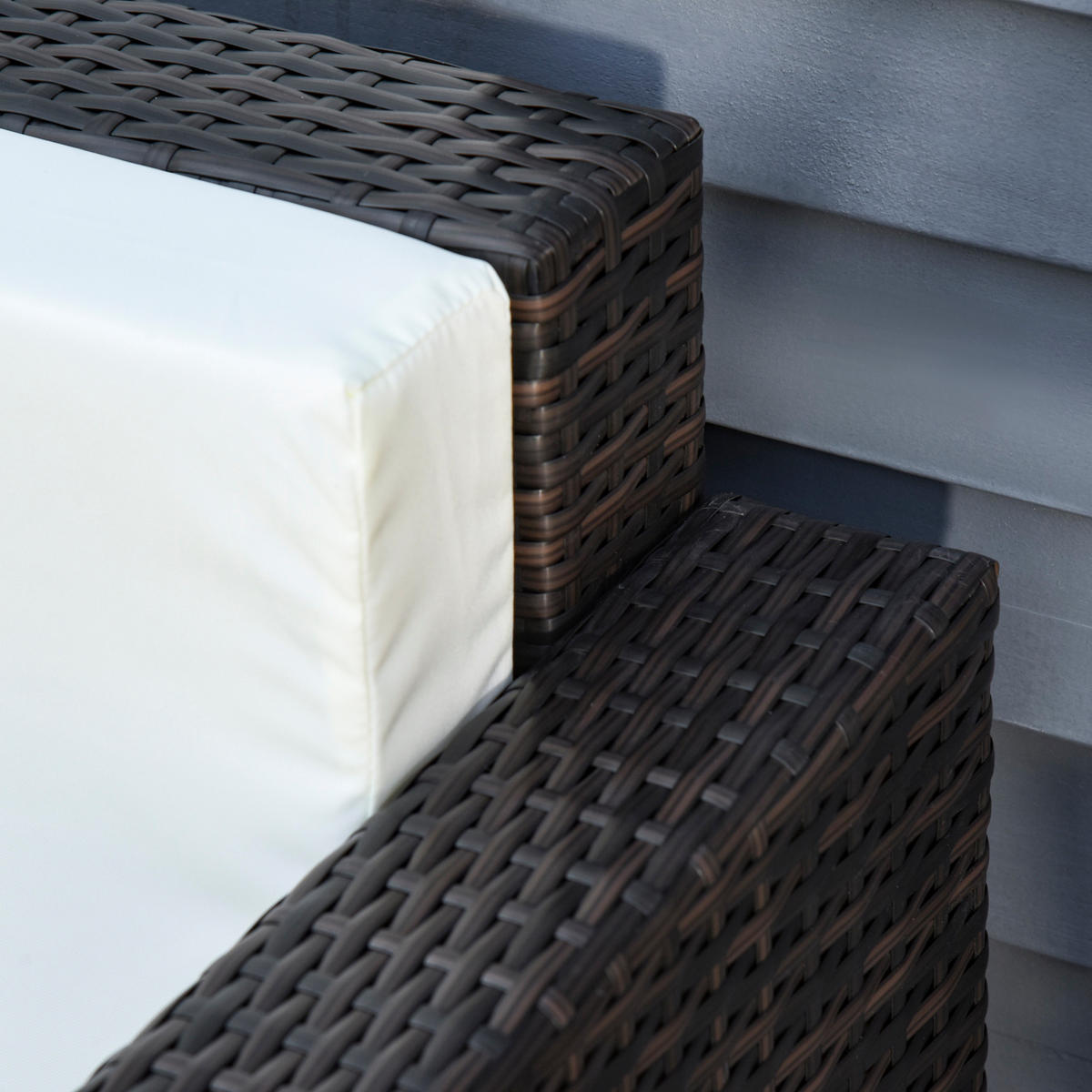 POLY-RATTAN Sofa, Metall, Braun+Weiß - Multicolor, Metall (70/80/185cm) - Outsunny