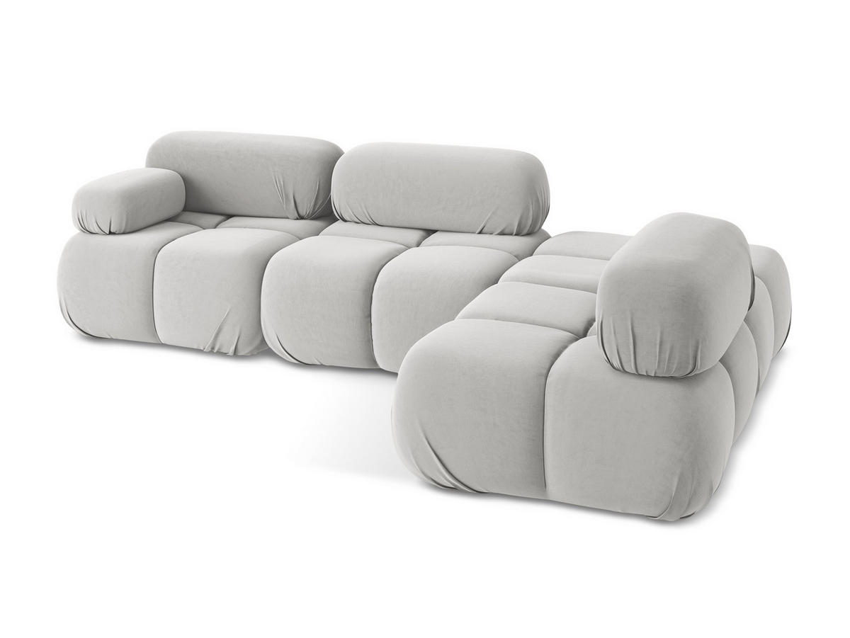 ECKSOFA Rechts Samt Stoff Grau - Silberfarben/Schwarz, Kunststoff/Textil (285/190cm) - Makamii