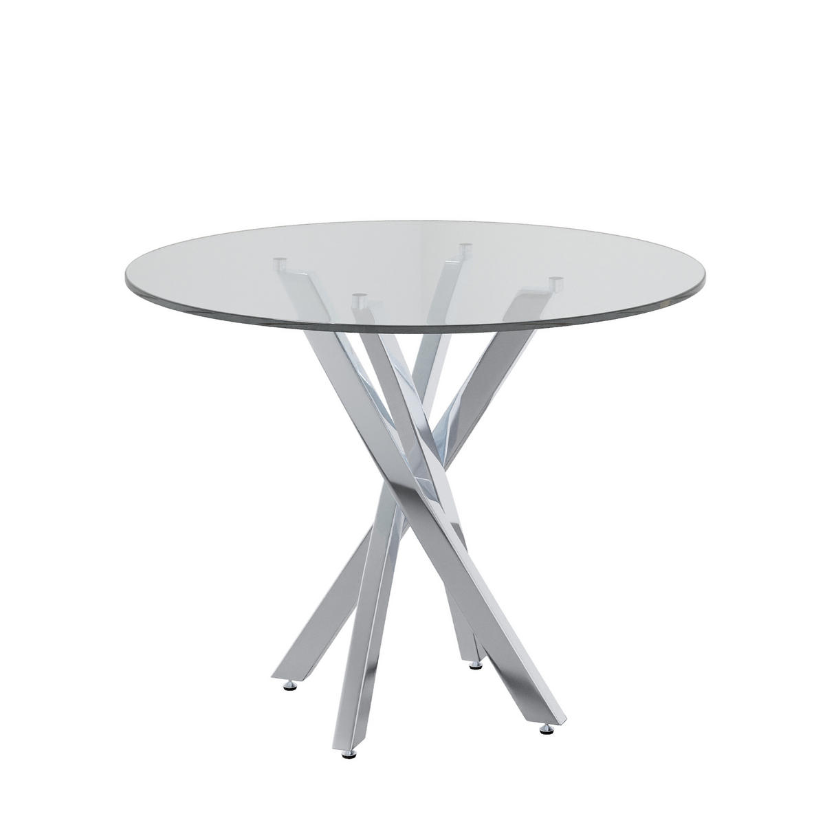 JÍDELNÍ stůl 80/80/75 cm s deskou z tvrzeného skla a křížovou kovovou podnoží, Stříbrná - stříbrná, sklo (80/80/75cm) - Redom