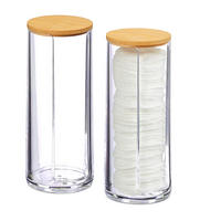 2XWATTEPADHALTER - Transparent, Holz/Kunststoff (7.5/17.5/7.5cm) - Relaxdays
