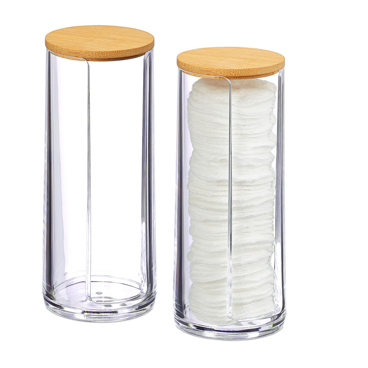 2XWATTEPADHALTER - Transparent, Holz/Kunststoff (7.5/17.5/7.5cm) - Relaxdays