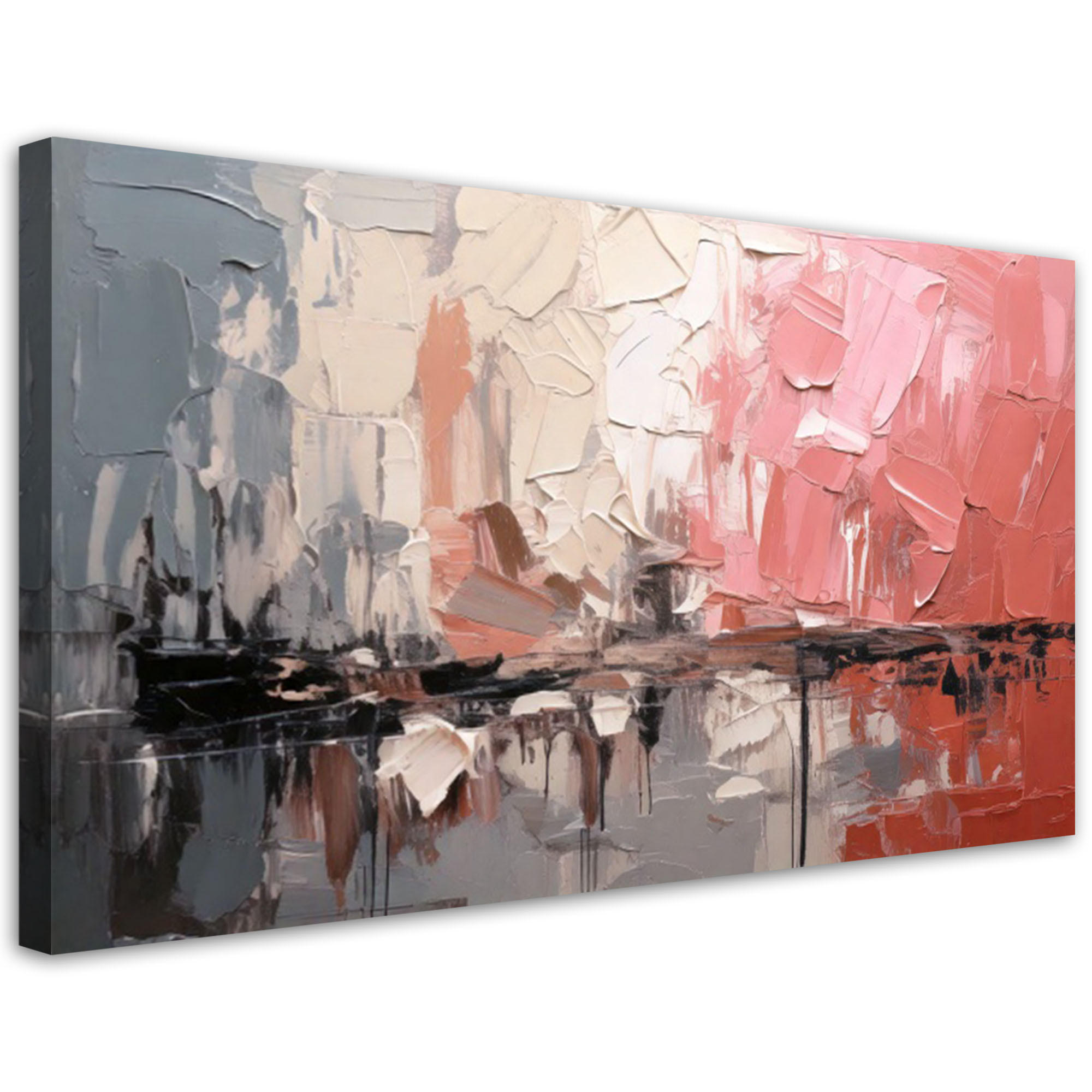 LEINWANDBILD Abstrakte Komposition Rosa 100x50cm - Rosa, Textil (100/50cm) - Feeby