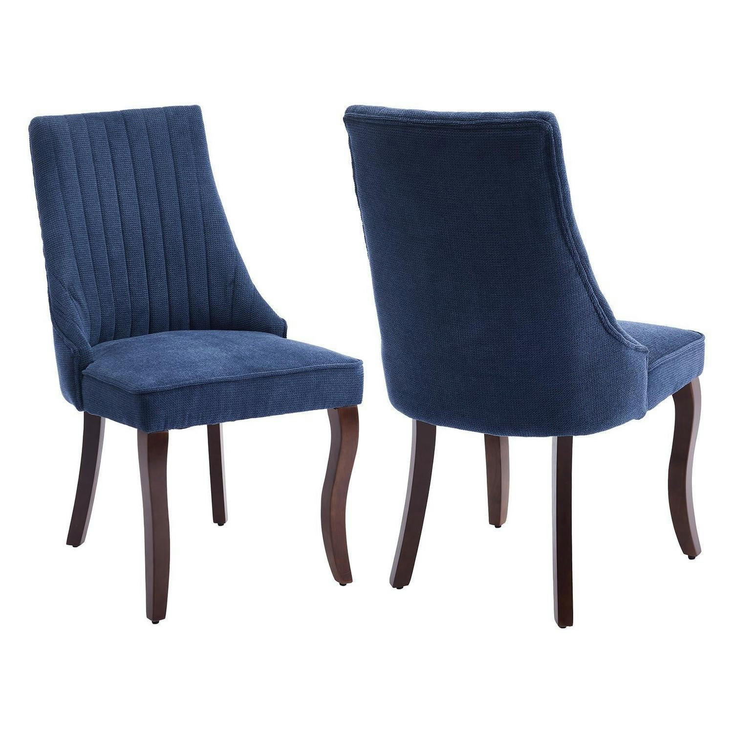 ESSZIMMERSTÜHLE 2er Set Stoff Blau mit Channel-Steppung und Massivholzbeinen - Blau, Textil (50/95.5/53.8cm)