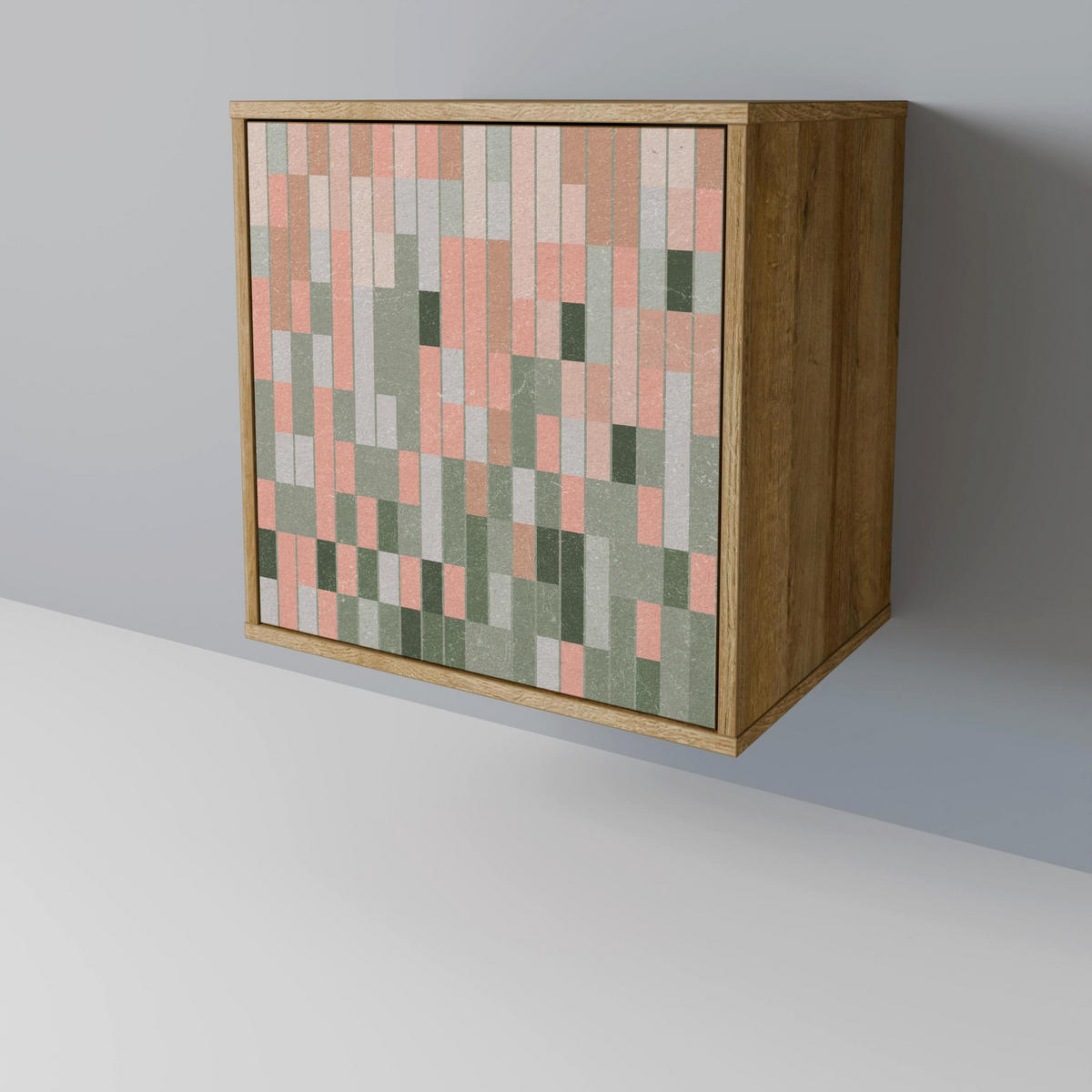 SIDEBOARD BUILDING THE FUTURE, Eichefarben, 57,5x42x72,5 cm, Schwarze Metallfüße - Eichefarben/Multicolor, Holzwerkstoff/Metall (57.5/72.5/42cm) - SpaceRebels