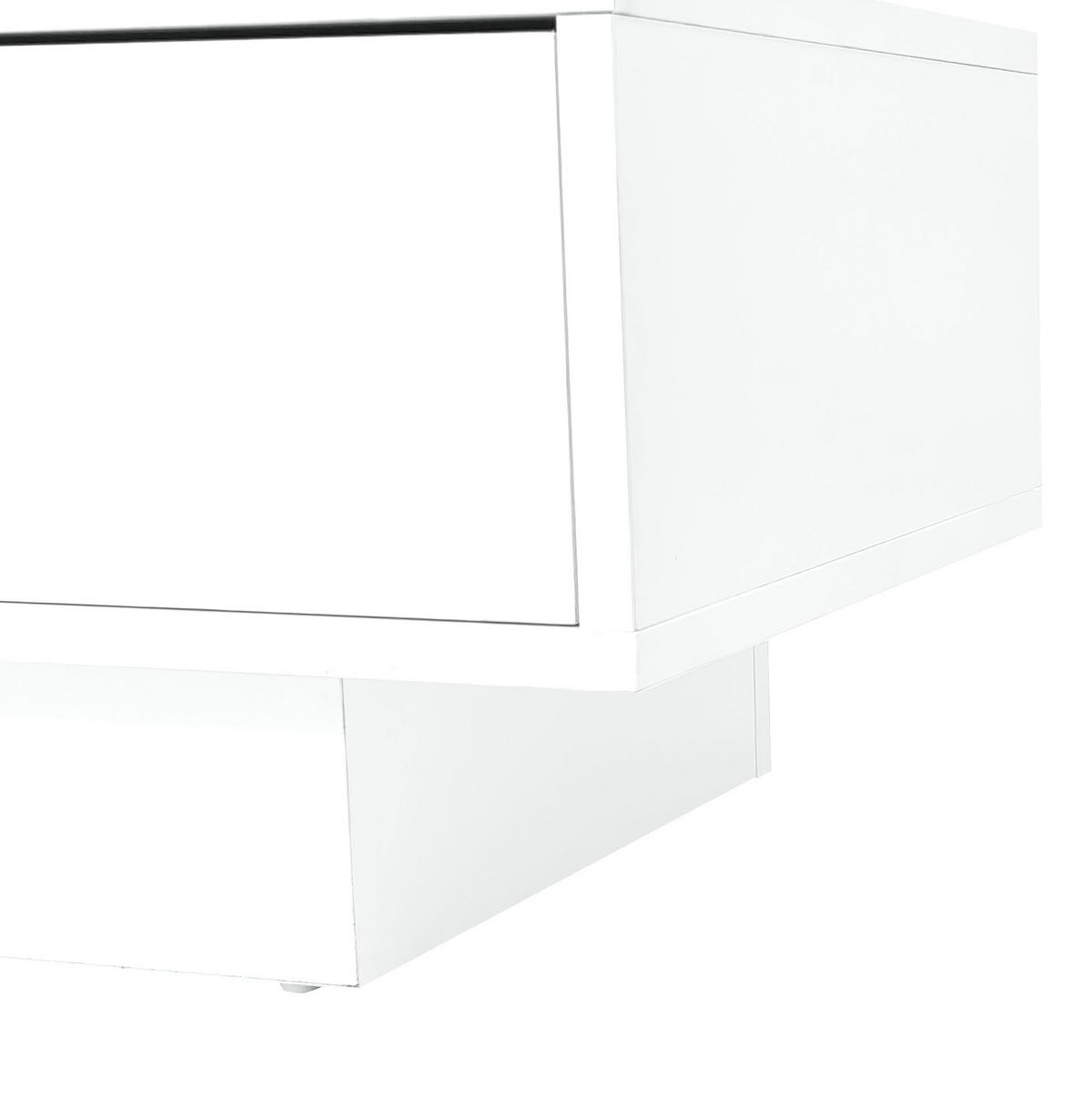 TV ormarić 160/38/50,5 cm s LED osvjetljenjem, Bluetooth upravljanjem i 3 staklena pretinca, Bijela - bijela, drvni materijal (160/50.5/38cm) - Redom