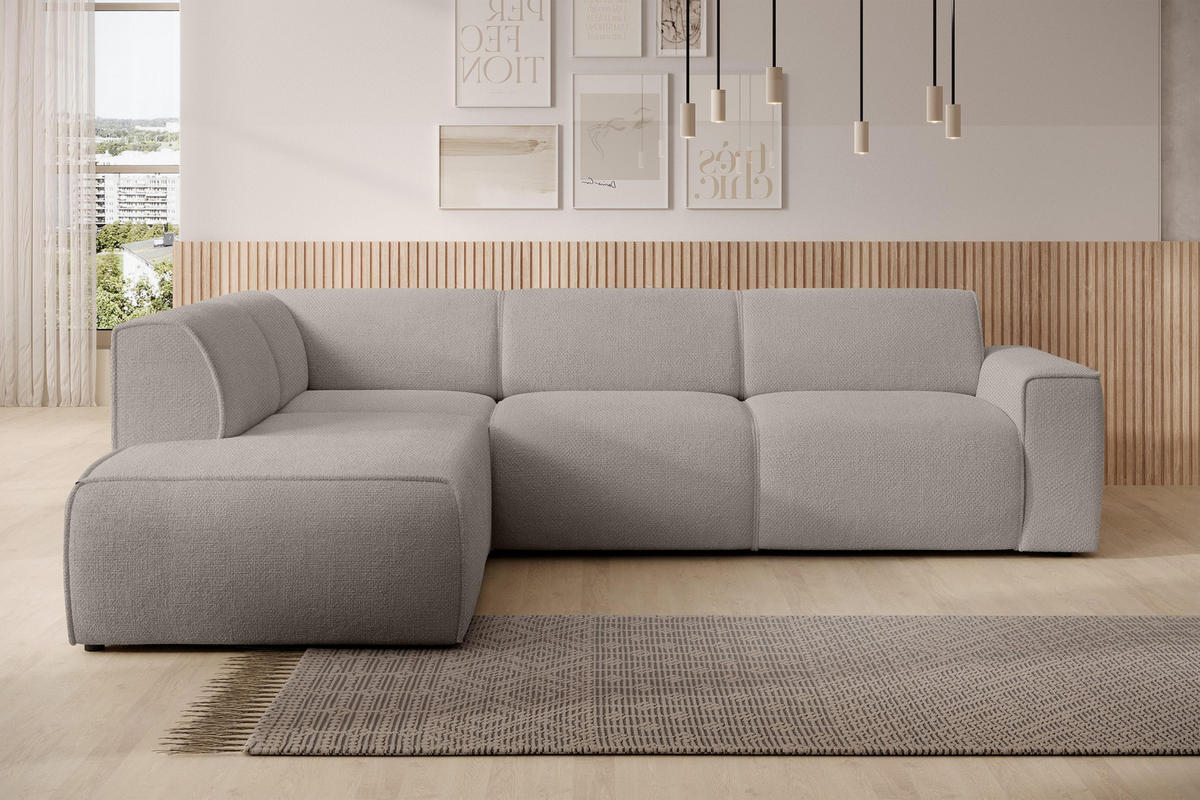 ECKSOFA L Form Didim Beige 292/220/78 cm – großes Sofa stilvoll & bequem L - Beige/Schwarz, Kunststoff/Textil (220/292cm) - AX Living