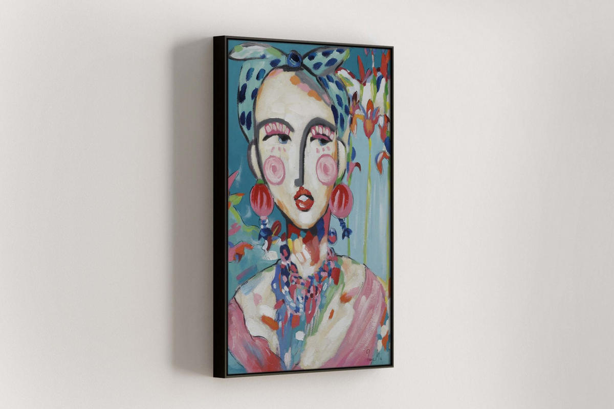 ACRYLBILD HANDGEMALT 60/90 cm - Blau/Pink, Holz/Textil (60/90cm) - KUNSTLOFT