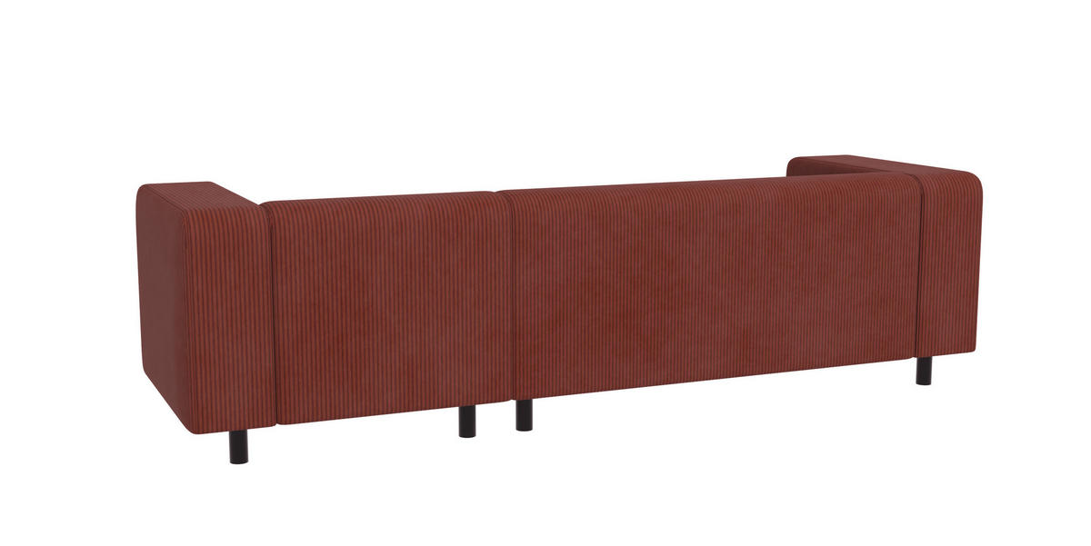 ECKSOFA Tove Terrakotta Cord - Ottomane rechts - Terracotta/Schwarz, Holz/Kunststoff (240/142cm) - S-Style Möbel