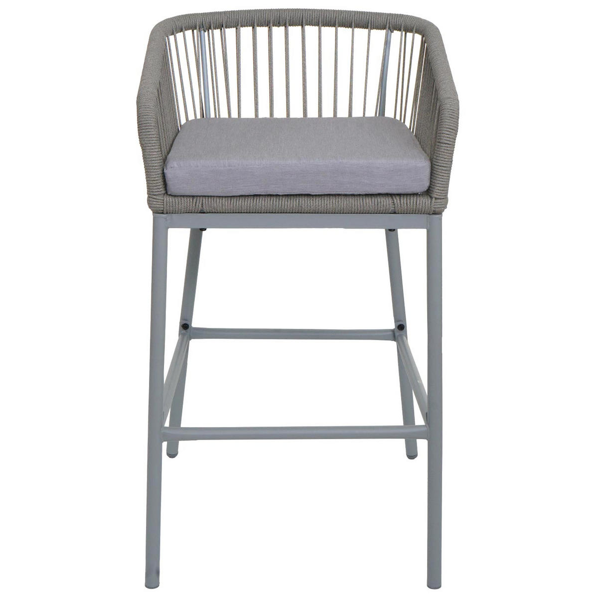 GARTENSTUHL 2er-Set HxBxT 92x51x53cm Sitzhöhe 76cm Seilgeflecht Metall Hellgrau Kissen Hellgrau - Hellgrau, Metall (51/92/53cm) - PROREGAL