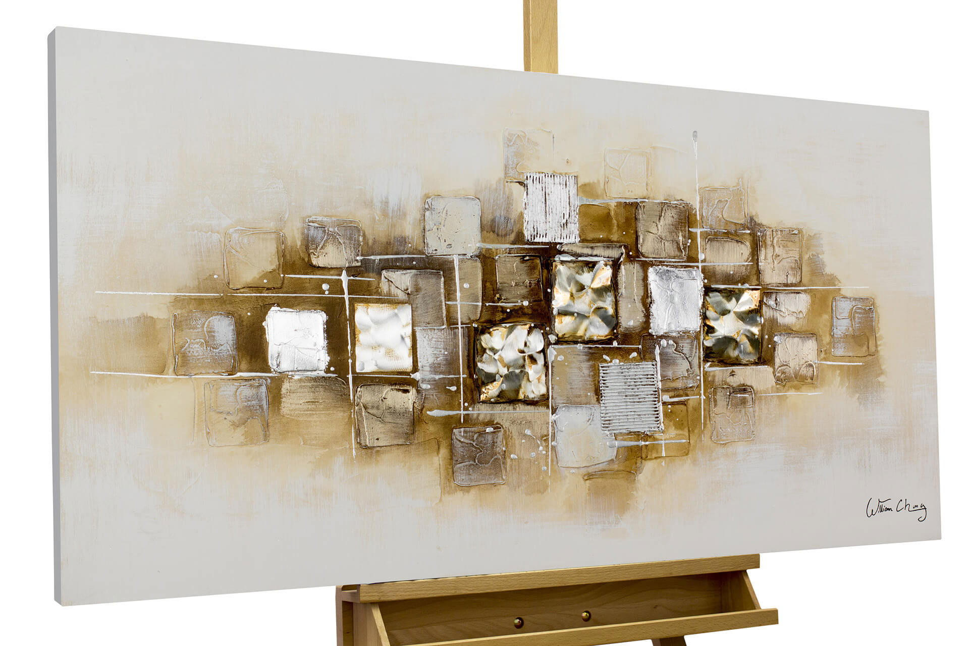 ACRYLBILD HANDGEMALT 120/60 cm - Beige/Braun, Holz/Textil (120/60cm) - KUNSTLOFT