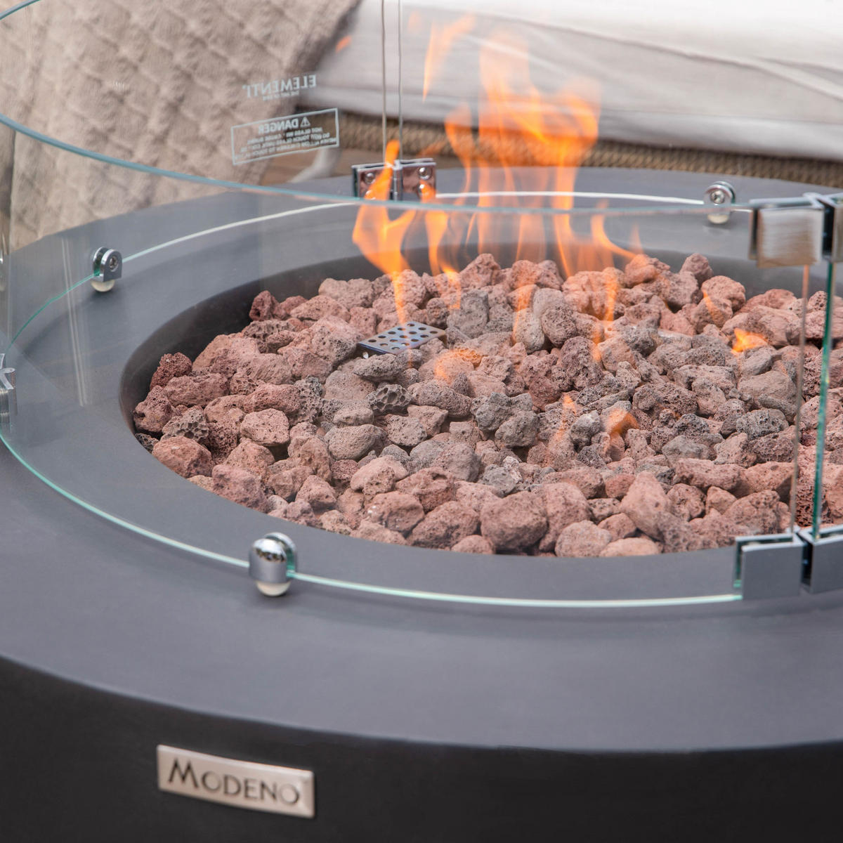 FEUERTISCH Venice Gasfeuerstelle aus GF-Beton 87/87/37 cm - Schwarz, Naturmaterialien (87/37/87cm) - Elementi