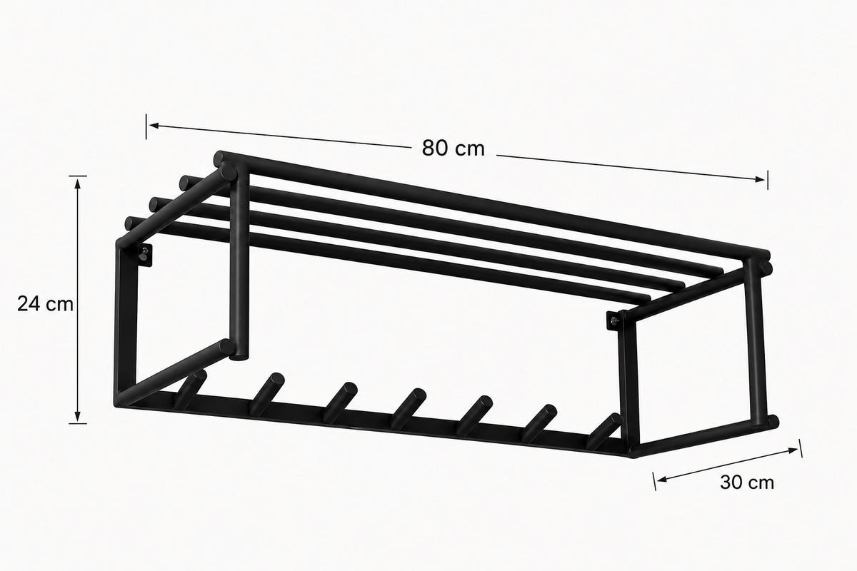 KLEIDERABLAGE Eddy - Schwarz, Metall (80/24/30cm) - LOFT42