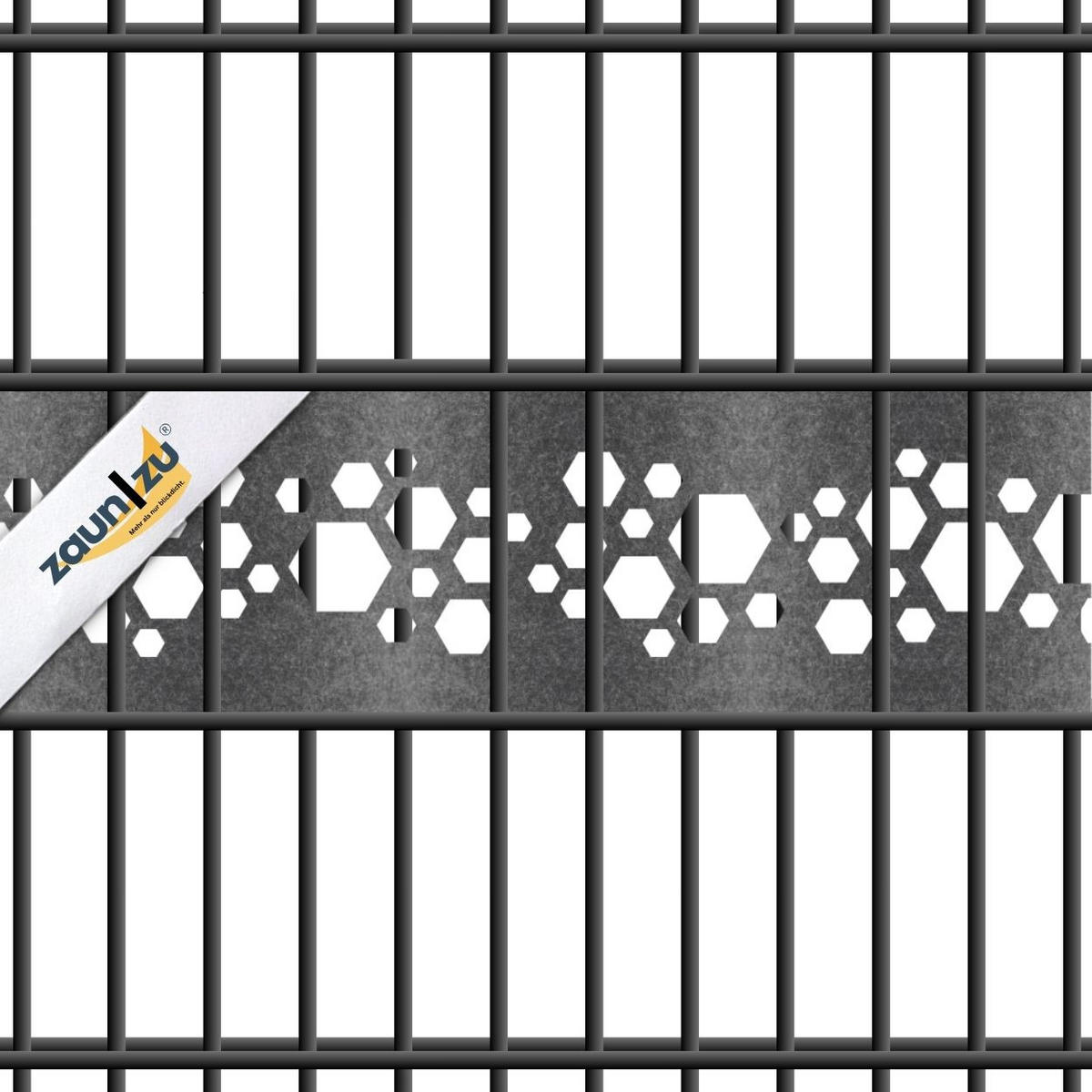 SICHTSCHUTZSTREIFEN Design Vlies Dekor Hexagon Einzelstreifen Schwarzgrau 2,55m - Schwarz, Kunststoff (260/19cm) - ZAUN|ZU