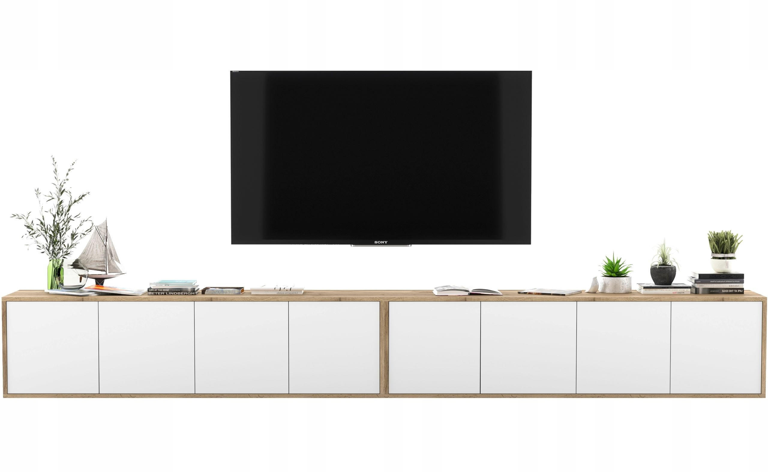 TV-LOWBOARD 2-er Set Apollo2 Eiche wotan Weiß Matt 150 cm - Weiß, Holzwerkstoff (300/39/35cm) - Meble Lindner