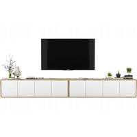 TV-LOWBOARD 2-er Set Apollo2 Eiche wotan Weiß Matt 150 cm - Weiß, Holzwerkstoff (300/39/35cm) - Meble Lindner