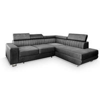 ROHOVÁ SEDAČKA NOLA šedá - šedá/stříbrná, kov/dřevo (253/190cm) - MASSENO