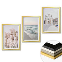 WANDBILDER 3er Set - 20x30 cm Goldrahmen - Pflanzen, Meereswellen, Aussicht, Häuser - Goldfarben, Kunststoff (20/30cm) - ArtPrintCave