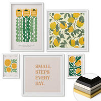 WANDBILDER 5er-Set - 50x50 cm & 20x30 cm & 40x60 cm Weißer Rahmen - Pflanzenmuster mit Blumen - Weiß, Kunststoff (40/60cm) - ArtPrintCave