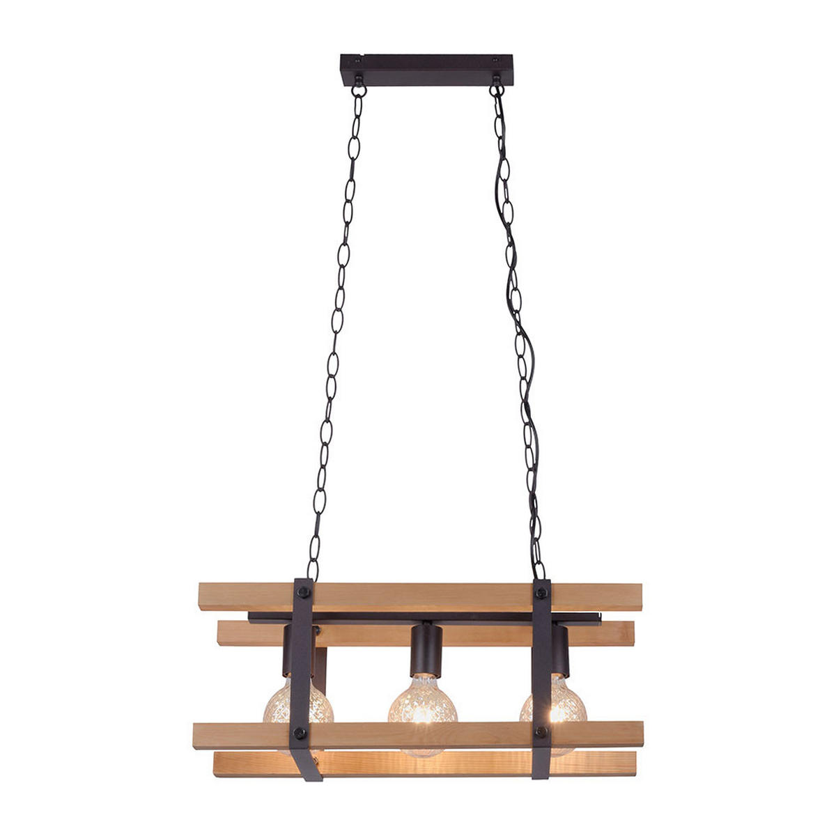 3-FLAMMIGE PENDLEUCHTE Metall Braun - Braun, Holz (58/23.5/120cm)
