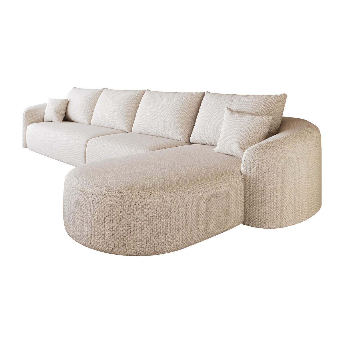 ECKSOFA DE-34817 3-Sitzer Chaiselongue rechts Weiß - Weiß, Textil (168/336cm) - ComfortXL