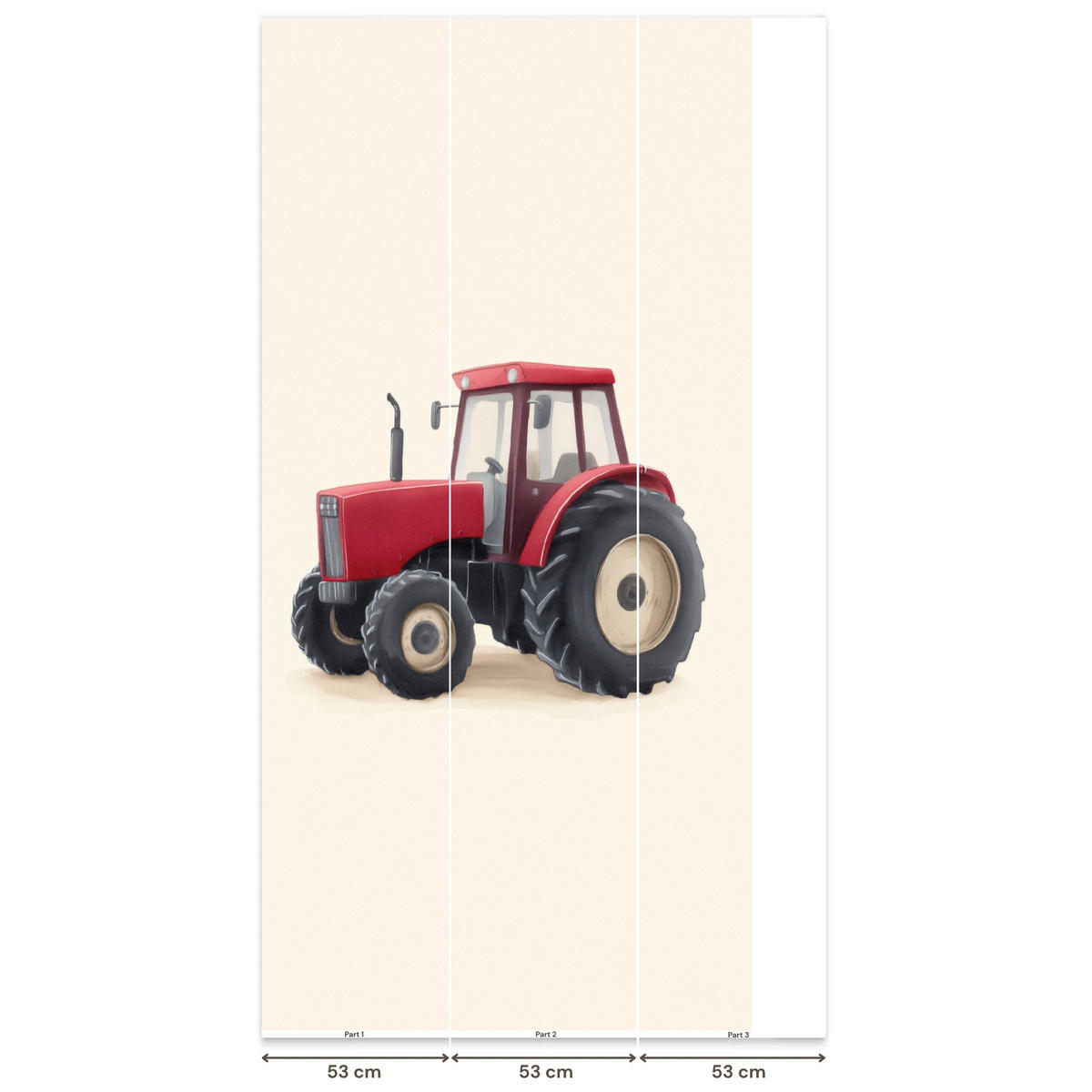 KINDERTAPETE - Traktor - Minimalistisch - Illustration - Rot - 140x280 cm - Rot, Papier (140/280cm) - OnlyWow