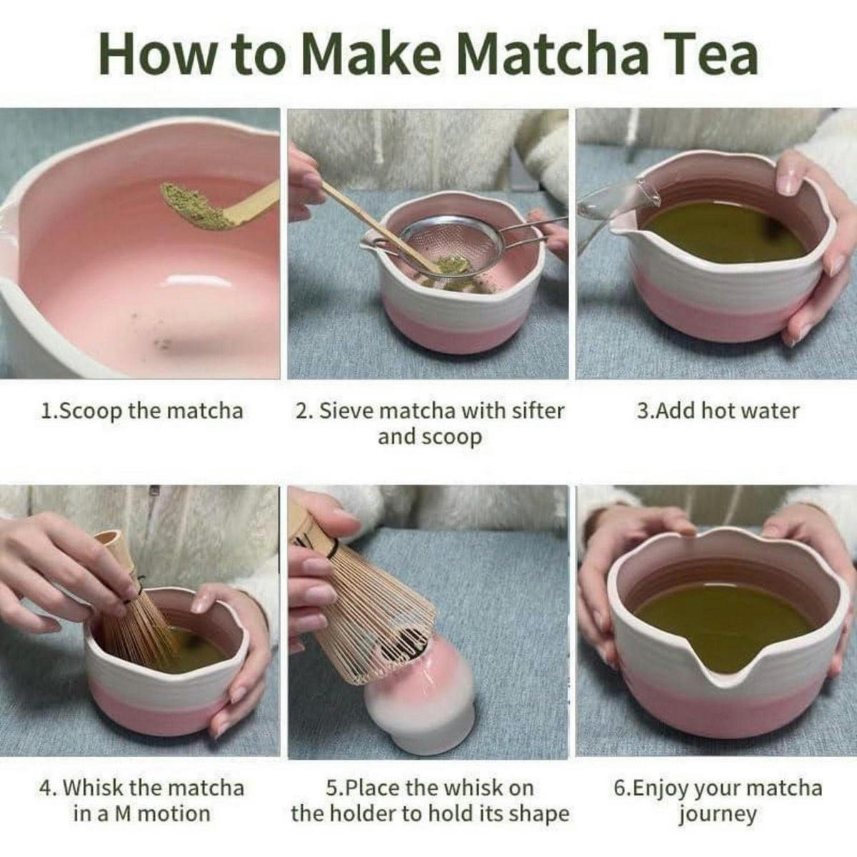 MATCHA Set 5-teiliges Set - Rosa, Naturmaterialien (13/8/13cm)