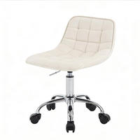 BÜROSTUHL in Cremeweiß 43x43x67,5 cm mit Samtbezug, Rollen und Höhenverstellung - Creme, Metall (43/67.5/43cm) - IVMEU