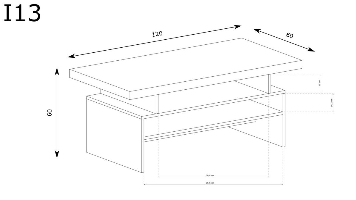 COUCHTISCH Indianapolis I-13 120 x 60 x 60 cm Esche dunkel - Dunkelbraun, Holzwerkstoff (60/120/60cm)